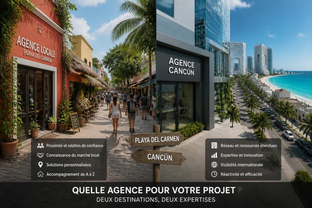 découvrez quelle agence locale choisir pour votre projet entre playa del carmen et cancún. comparez les avantages d'une agence basée à cancún ou à playa del carmen pour un accompagnement personnalisé et efficace.