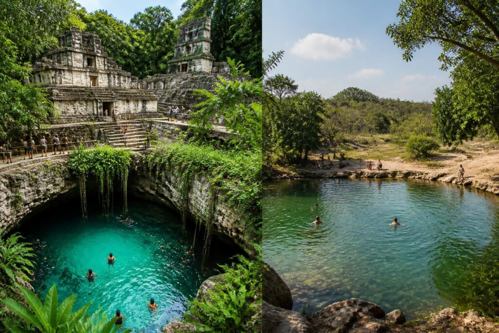 découvrez les différences entre une excursion combinée ruines et cénote et une excursion simple pour choisir l'expérience la plus authentique lors de votre visite.